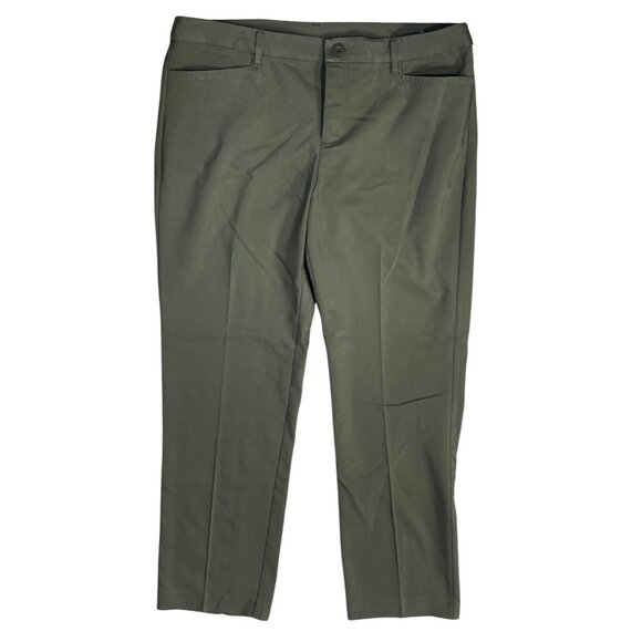 Christopher & Banks Olive Green Trouser Pants Size 12 Career Office Stretch - Picture 1 of 5